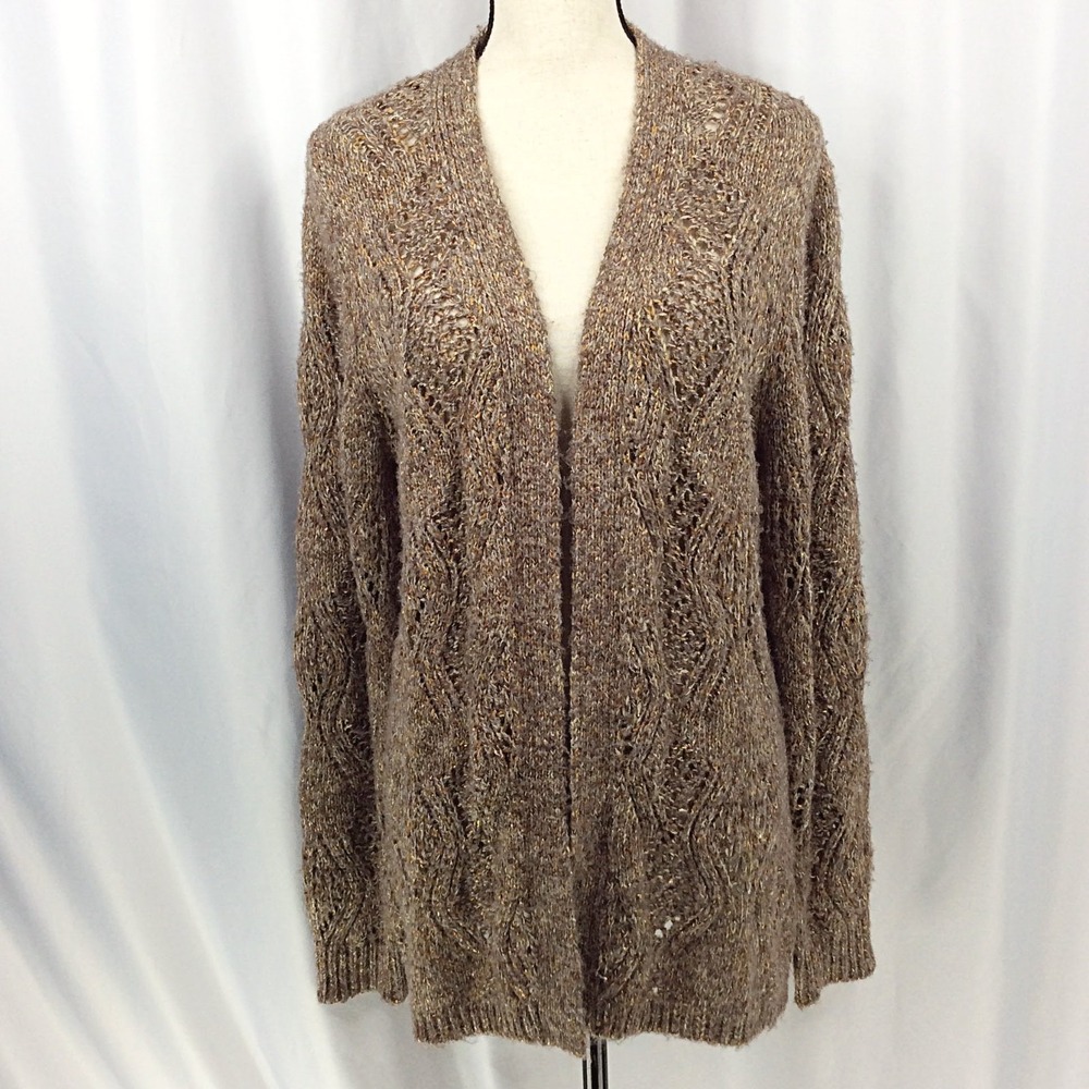 Maurices Open FronT Cable Knit Cardigan Sweater Women's Plus Size 2X Brown